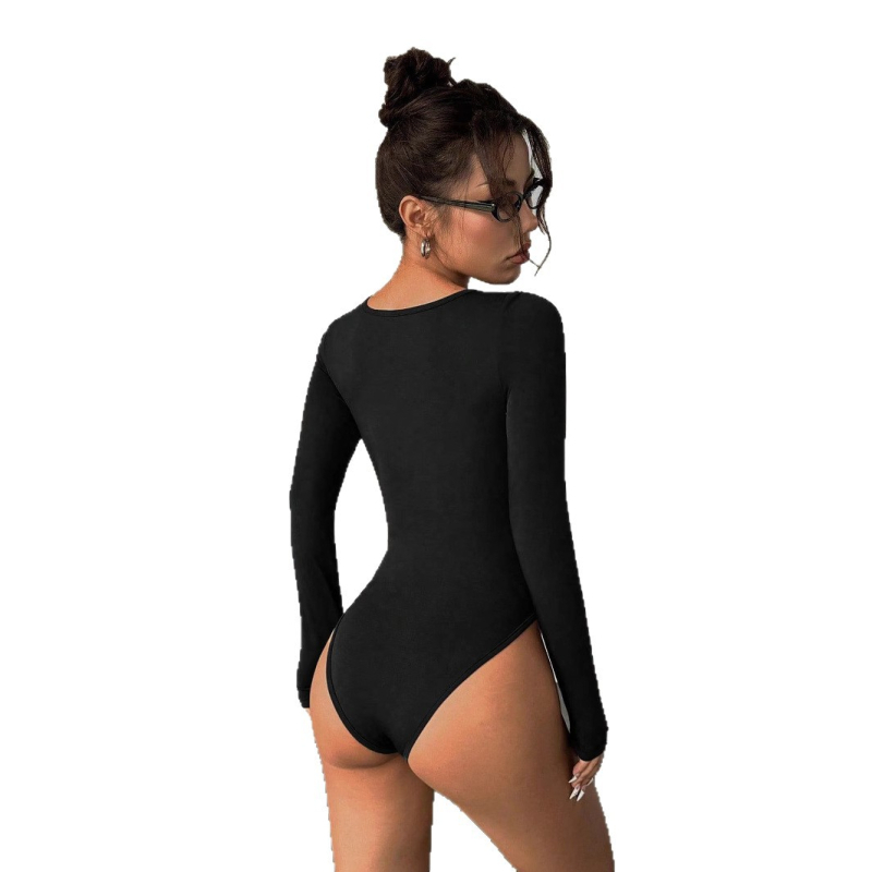 Γυναικείος φθινοπωρινός ολόσωμος συνδυασμός με τετράγωνου ντεκολτέ, μακριές μανίκια, στενή γραμμή, ψηλή μέση, πολυεστέρας