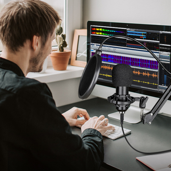 BM800 USB кондензаторен микрофон за компютър, безжичен, омнидирекционен, 20Hz-20kHz, SNR ≥70dB