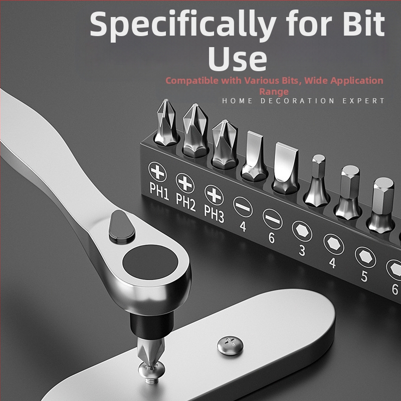 Fengwick Комплект шестогранни сокетни глави за винтоверт с рачна глава – хром-ванадий стомана, полирано покритие, включва мини рачна глава