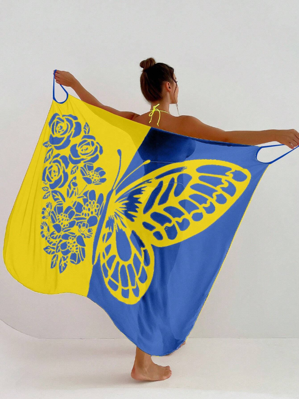 Μαγιό με Εκτύπωση με Δίκτυ από Γάζα για Παραλία, Φούστα από Γάζα, Προστασία από τον Ήλιο, χωρίς Ενίσχυση ή Επένδυση Στήθου, Εξωτερικό: 82% Πολυεστέρας, Επένδυση: 20% Σπάντεξ, Βάρος 200 g