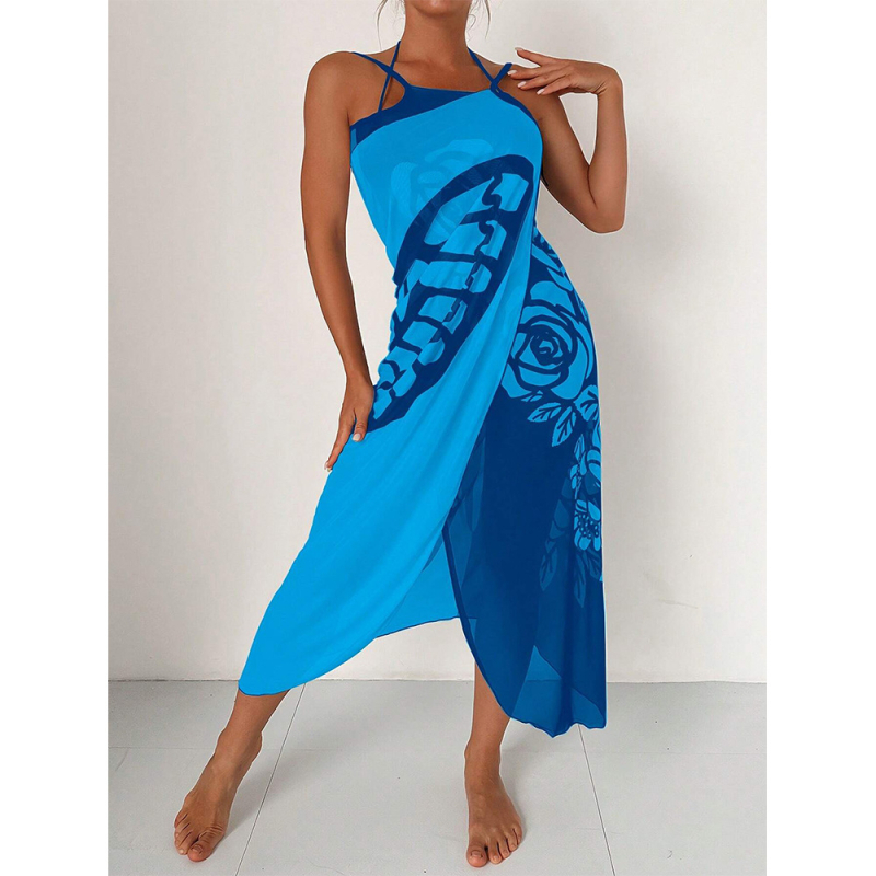 Μαγιό με Εκτύπωση με Δίκτυ από Γάζα για Παραλία, Φούστα από Γάζα, Προστασία από τον Ήλιο, χωρίς Ενίσχυση ή Επένδυση Στήθου, Εξωτερικό: 82% Πολυεστέρας, Επένδυση: 20% Σπάντεξ, Βάρος 200 g