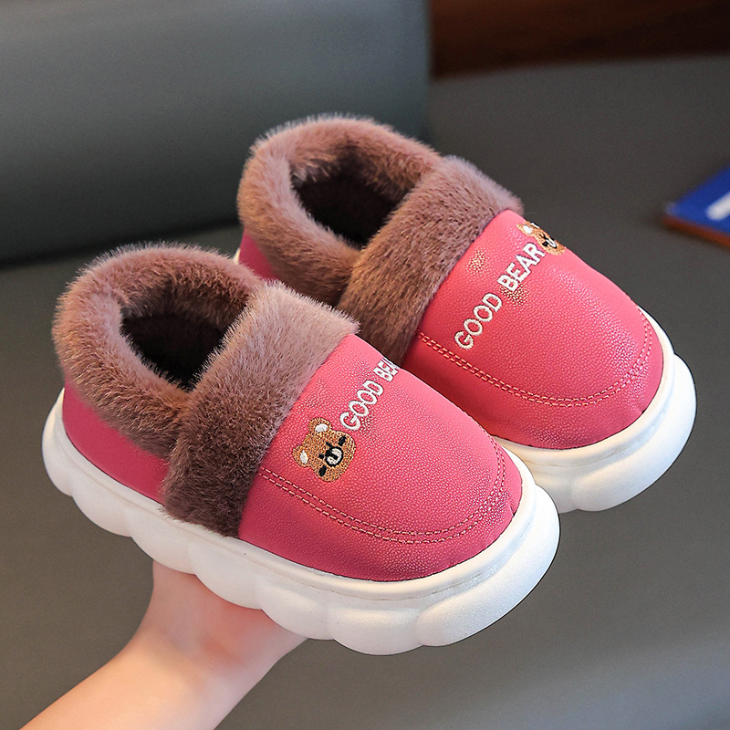 Bērnu kokvilnas mājas čības — Dzīvnieku raksts, Ūdensizturīgas, Pretslīdēšanas, Siltas