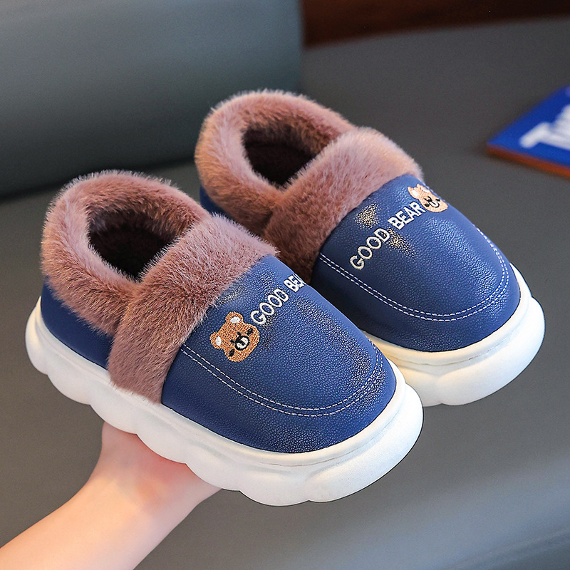 Bērnu kokvilnas mājas čības — Dzīvnieku raksts, Ūdensizturīgas, Pretslīdēšanas, Siltas