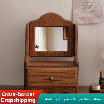 Дървено настолно огледало за грим, китайски стил, борово дърво, подходящо за домашна употреба