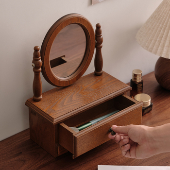 Дървено настолно огледало за грим, китайски стил, борово дърво, подходящо за домашна употреба