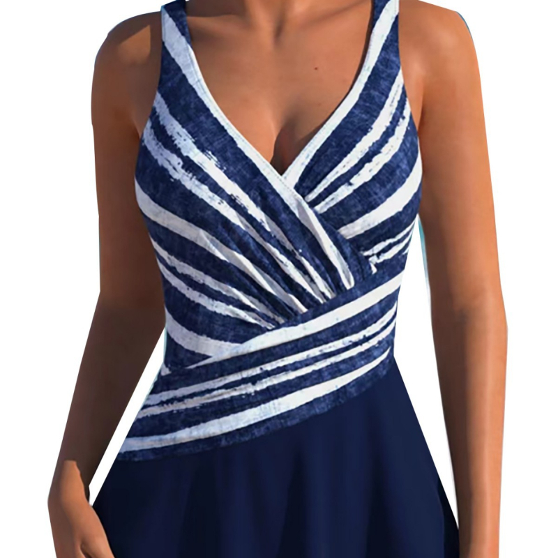 Γυναικείο ολόσωμο μαγιό με εκτύπωση, ανοιχτή πλάτη, νάιλον ύφασμα, επένδυση 18% ελαστάν, μεταλλική υποστήριξη