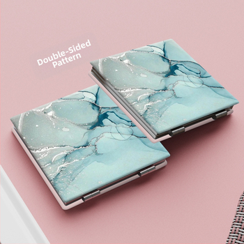 Сгъваемо огледало за грим с PU/PS/PVC рамка и алуминиево огледало, портативно настолно огледало