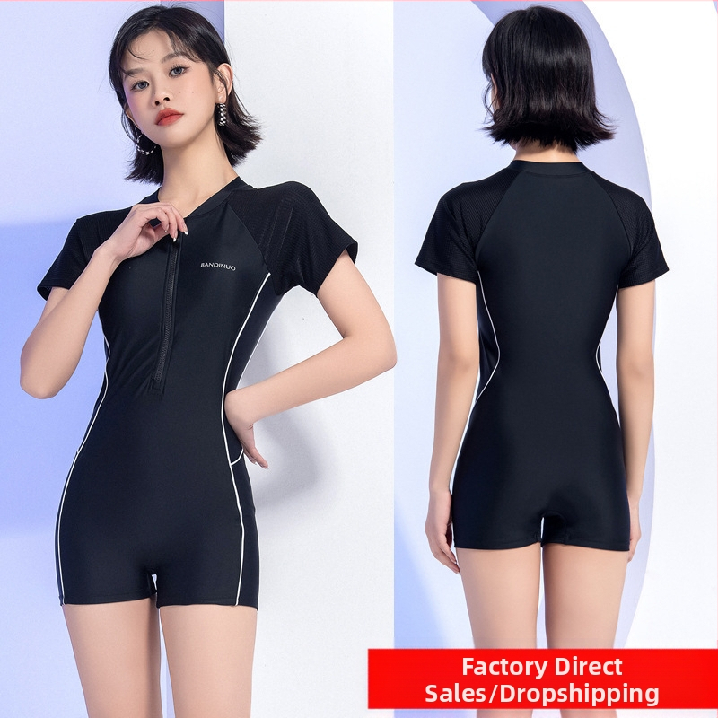 Γυναικείο ολόσωμο μαγιό με επένδυση στήθους, νάιλον 82%, φόδρα πολυεστερικό 95%, βάρος υφάσματος 200 g/m², κοντά μανίκια