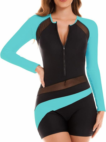 Γυναικείο ολόσωμο μαγιό για σερφ με μακριά μανίκια – γρήγορο στέγνωμα, υψηλή ελαστικότητα, ανθεκτικό, με επένδυση στήθους και χωρίς μεταλλική υποστήριξη