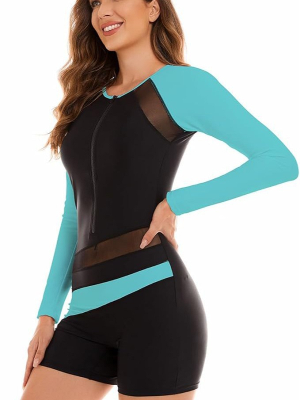 Γυναικείο ολόσωμο μαγιό για σερφ με μακριά μανίκια – γρήγορο στέγνωμα, υψηλή ελαστικότητα, ανθεκτικό, με επένδυση στήθους και χωρίς μεταλλική υποστήριξη