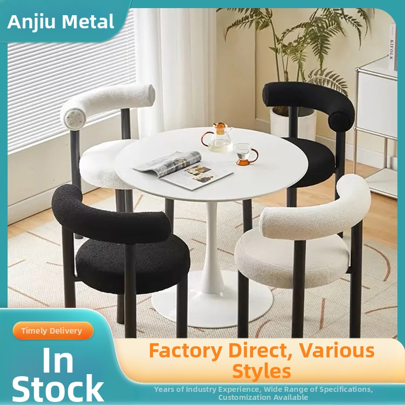 Стол за грим с метална основа, тапициран с агнешка вълна, модерен минималистичен стил, подходящ за спалня