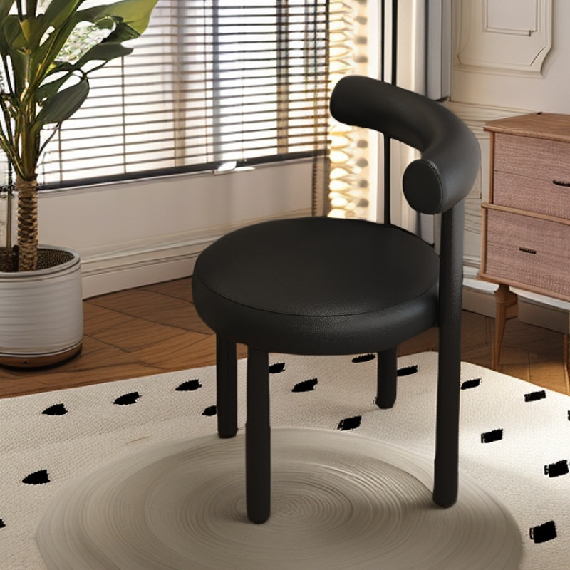 Стол за грим с метална основа, тапициран с агнешка вълна, модерен минималистичен стил, подходящ за спалня