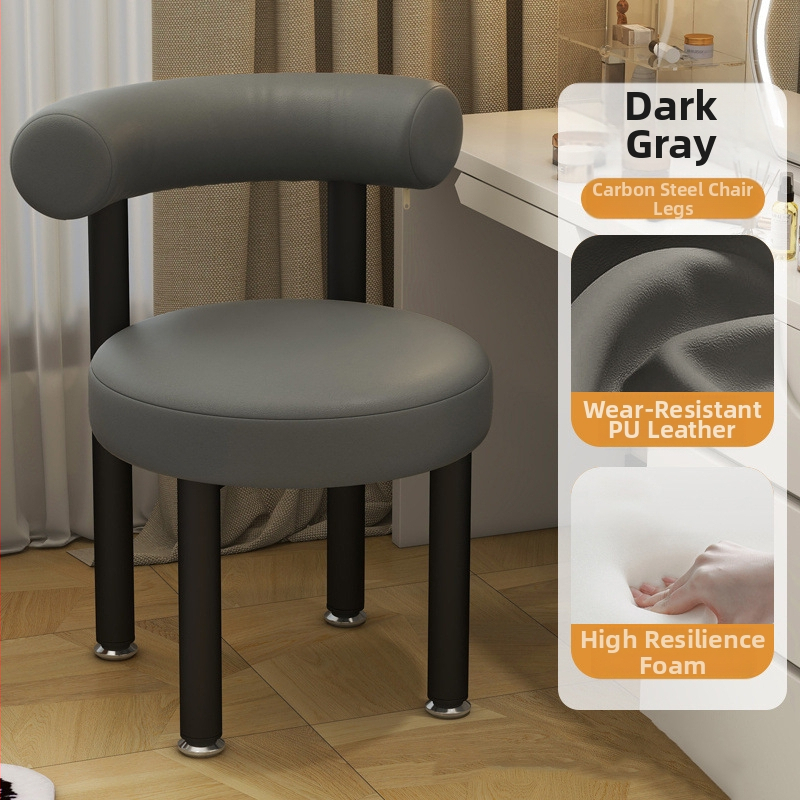 Стол за грим с метална основа, тапициран с агнешка вълна, модерен минималистичен стил, подходящ за спалня