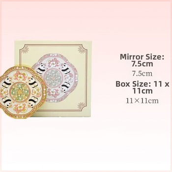 Огледало за грим в китайски стил, антично, портативно, метална рамка, компактно, без електричество