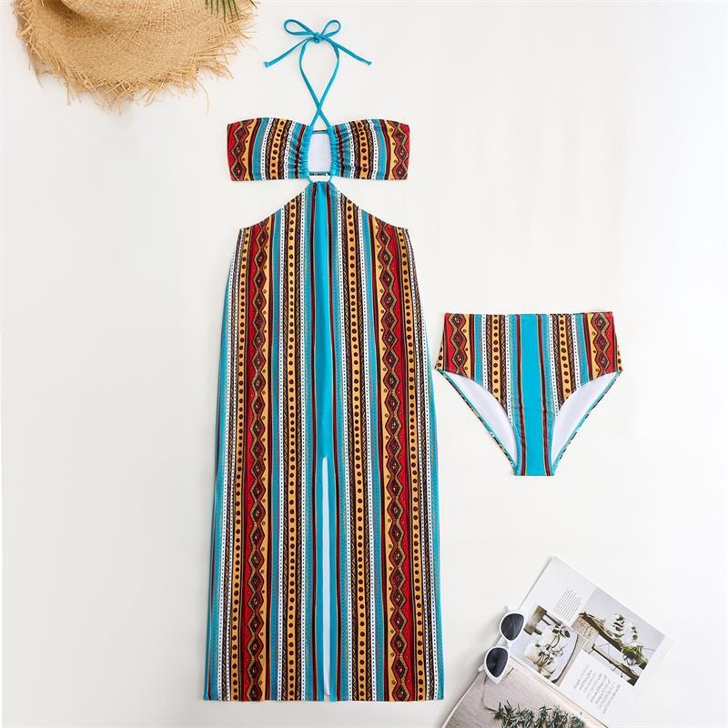 Γυναικείο μαγιό δύο τεμαχίων με ρετρό φλοράλ εκτύπωση, με επένδυση στήθους, πολυεστερικό ύφασμα