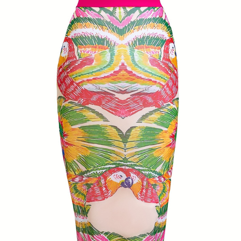 Μονόσωμο μαγιό για γυναίκες - σεξουαλικό τύπωμα με διάφανη επικάλυψη από δίχτυ, χωρίς μανίκια, πολυεστέρας, με επένδυση στο στήθος, χωρίς μεταλλικές στηρίξεις