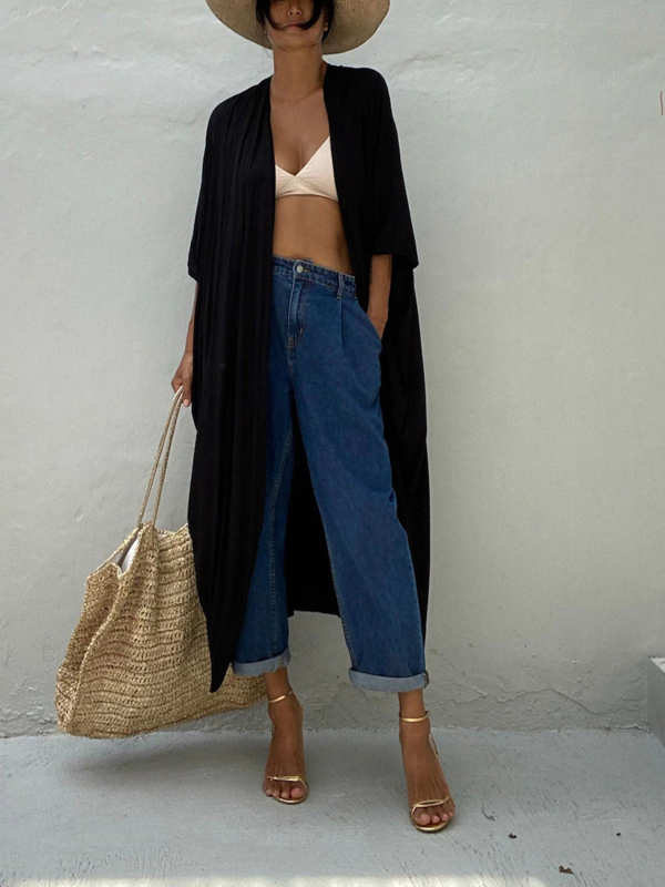 Γυναικείο σετ παραλίας: rayon αντηλιακό cardigan με κορυφή μπικίνι και κάλυμμα μαγιό, 280gsm, βαμβακερή επένδυση