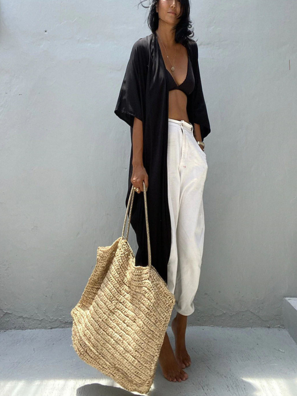 Γυναικείο σετ παραλίας: rayon αντηλιακό cardigan με κορυφή μπικίνι και κάλυμμα μαγιό, 280gsm, βαμβακερή επένδυση