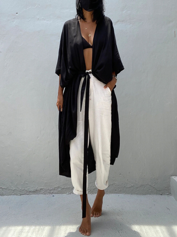 Γυναικείο σετ παραλίας: rayon αντηλιακό cardigan με κορυφή μπικίνι και κάλυμμα μαγιό, 280gsm, βαμβακερή επένδυση