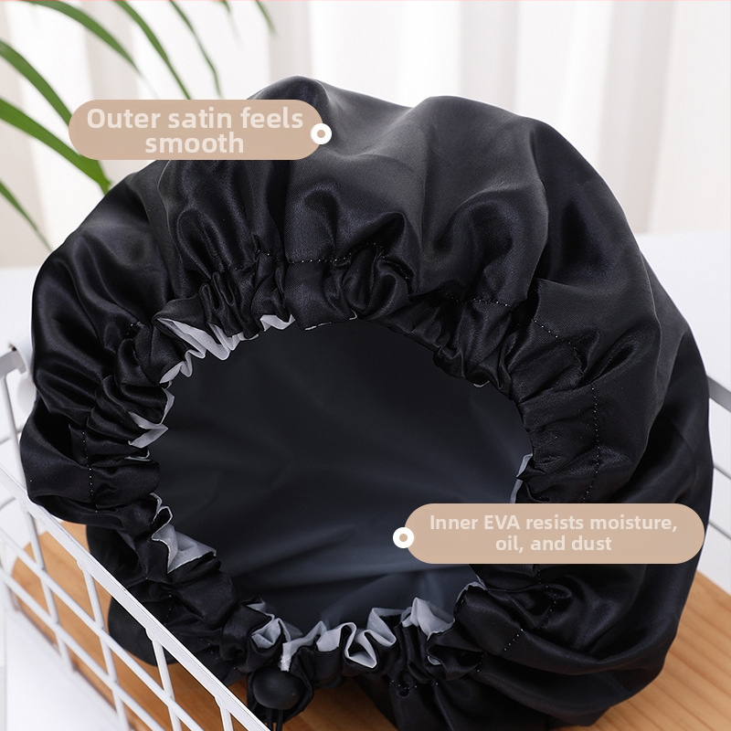 Двойнослойна душ-шапка с регулируем шнур, водоустойчива, PE материал, персонализируема