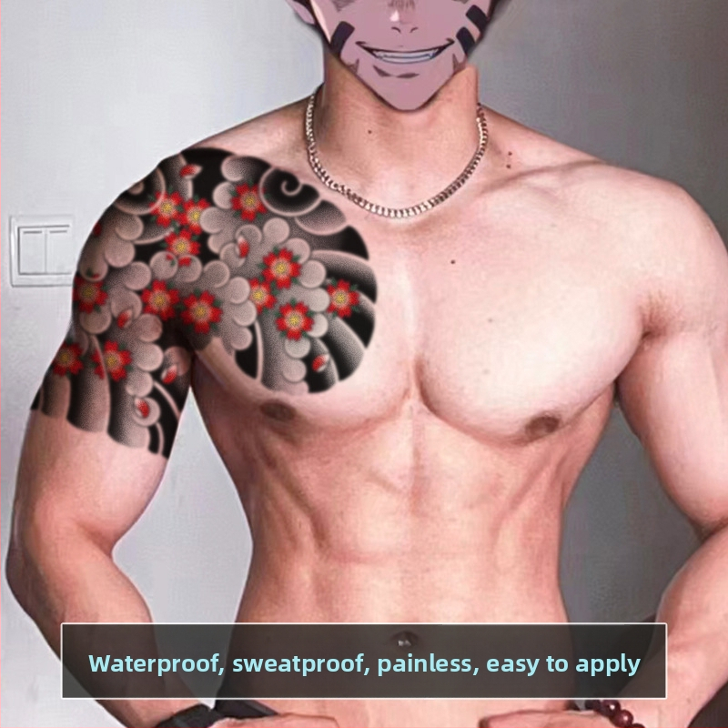 Гръден кош временна татуировка стикер — дизайн Черешово цвете, воден трансфер, водоустойчив, унисекс