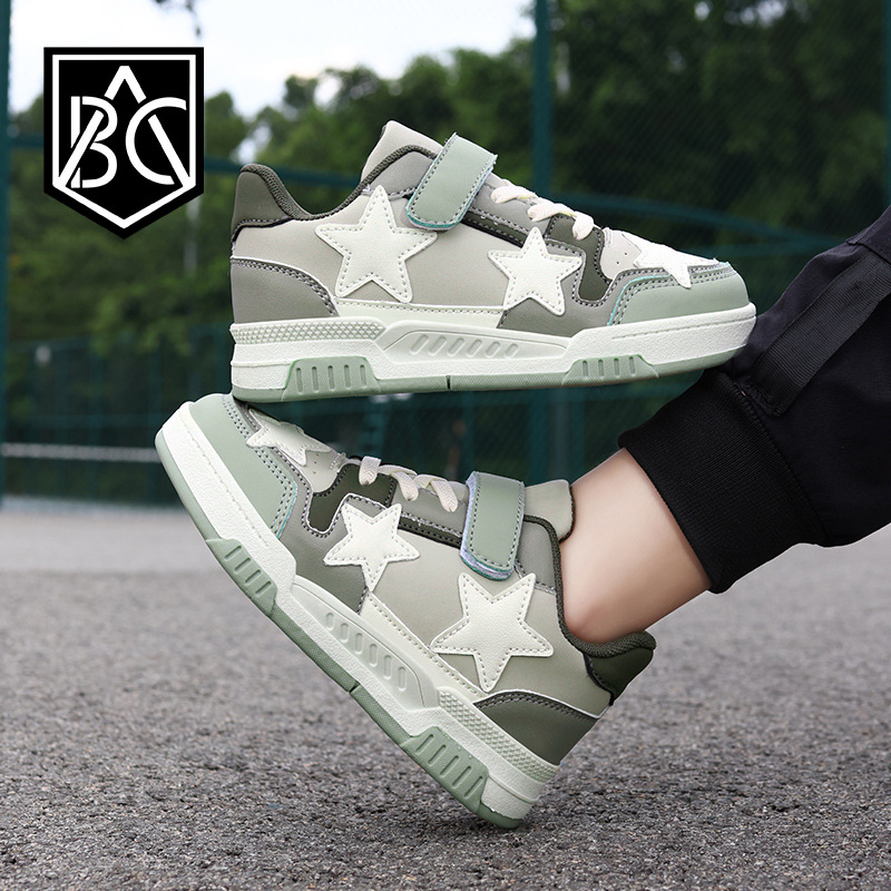 Bērnu sporta apavi ar Velcro aizdari, imitētā mikrofibra augšdaļa, elpojoša sieta iekšpuse, EVA zolīte, TPR zole