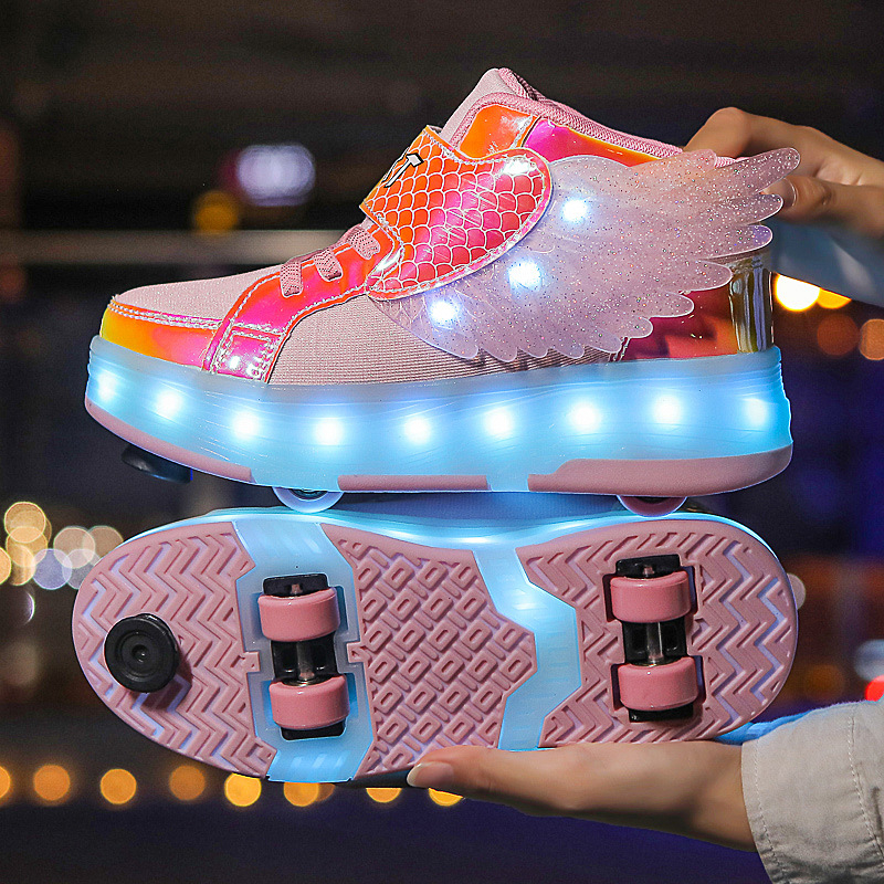 Bērnu roleru kurpes ar PU riteņiem, dubultrindu riteņi, universālas, skrējiena kurpes