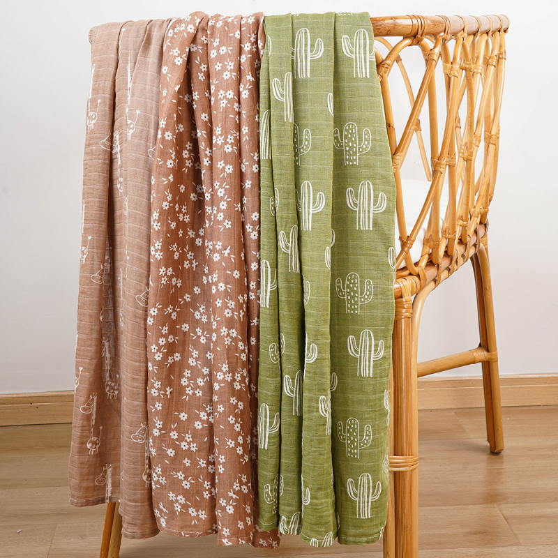 Кърпа за увиване от бамбуково влакно, 2 слоя, 3 части, за новородени