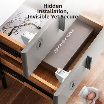 Магнитен заключващ механизъм за чекмедже – ABS, магнитно всмукване, скрит лост, детска защита, без пробиване за шкафове