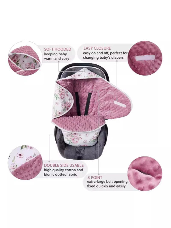 Новородено: квилтирана свалдълна спална торбичка за количка – 95% памук, полиестерно пълнеж, флорален модел, подходяща за новородени до 80 см, пролет-есен-зима