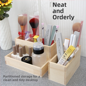 Σετ εργαλείων μανικιούρ — ιαπωνικού στυλ ξύλινο επιτραπέζιο κουτί αποθήκευσης, θήκη για γέλ πεν, οργανωτής βούρτσας σκόνης, 0,16 kg