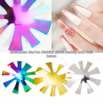 Liwei Εργαλεία μανικιούρ — Ανοξείδωτη πλάκα για γαλλικό μανικιούρ, μορφή/μοντέλο φόρμας, για δημιουργία κρυσταλλικού μανικιούρ