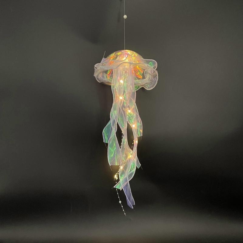 Нощна светлина в стил медуза с вградена батерия, PVC абажур, напрежение ≤36V, бутонен превключвател
