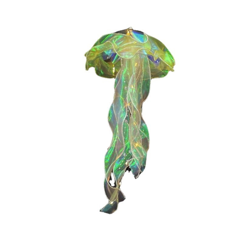 Нощна светлина в стил медуза с вградена батерия, PVC абажур, напрежение ≤36V, бутонен превключвател