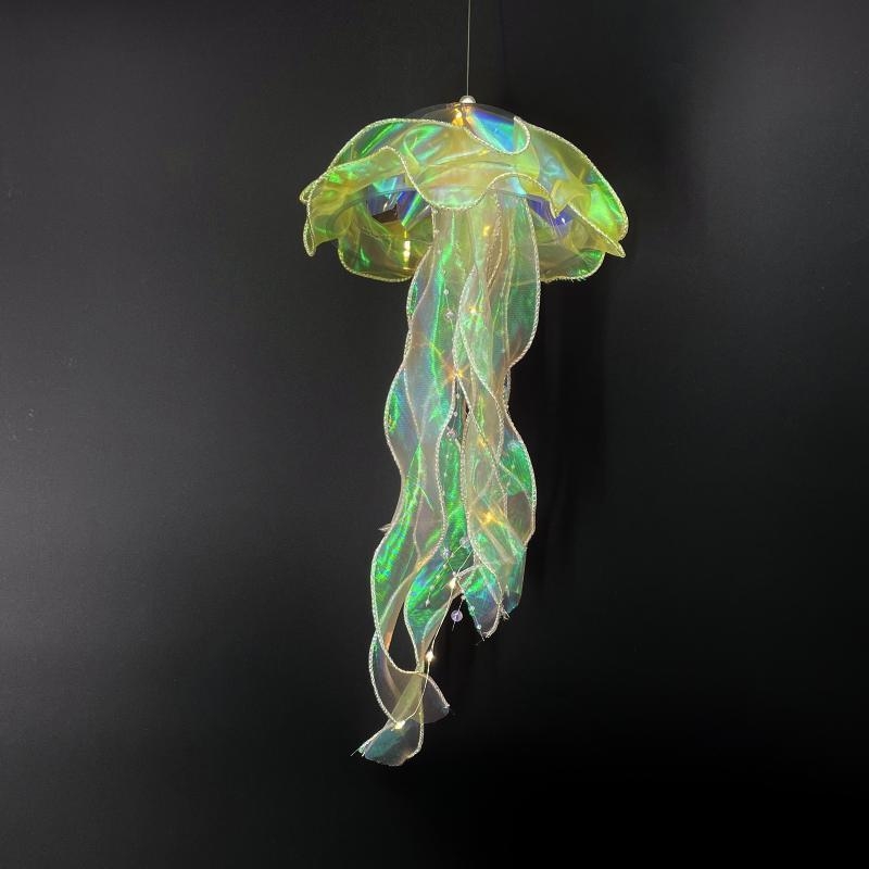 Нощна светлина в стил медуза с вградена батерия, PVC абажур, напрежение ≤36V, бутонен превключвател