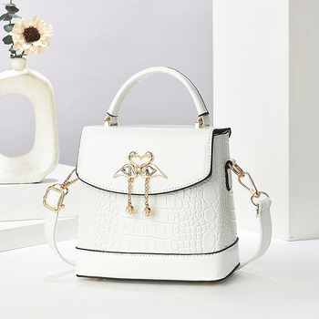 Geantă crossbody din PU, cu model crocodil, închidere cu capac, buzunar interior cu fermoar, Unisex