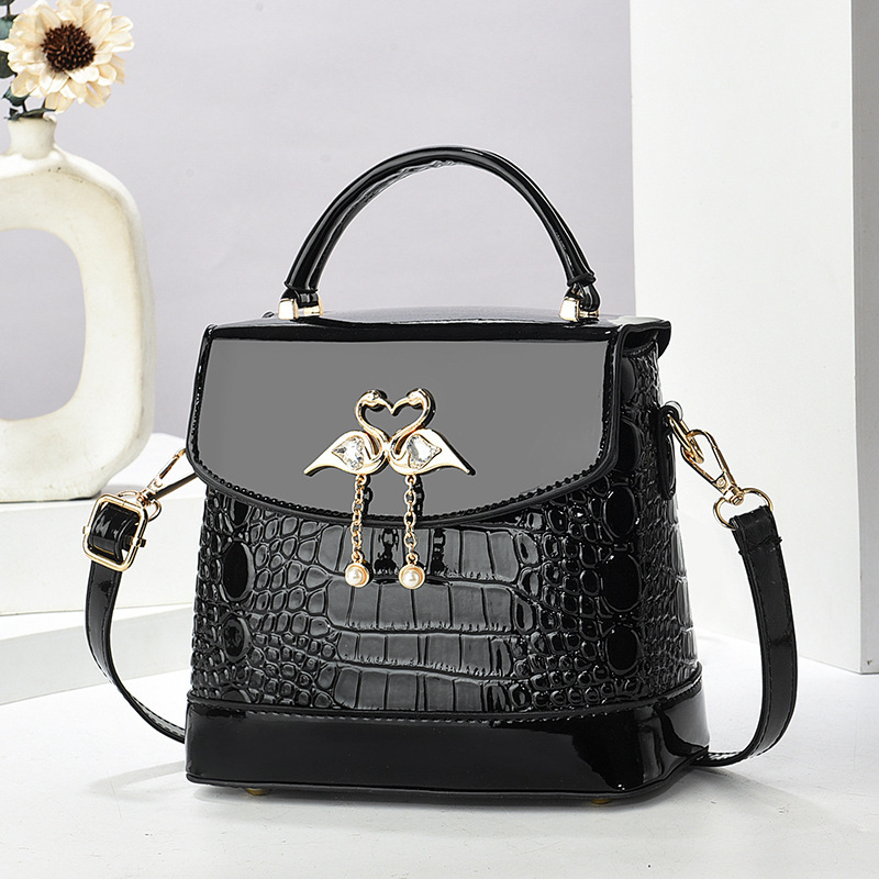 Geantă crossbody din PU, cu model crocodil, închidere cu capac, buzunar interior cu fermoar, Unisex