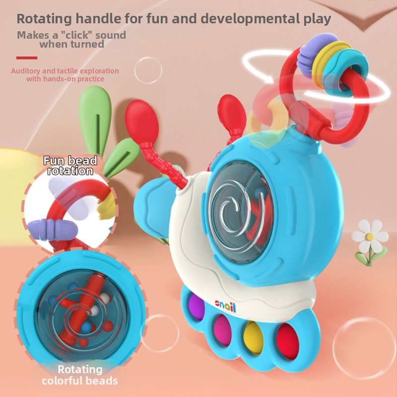 Комплект бебешки дрънкалки с карикатурни животни (слон и охлюв) – пластмасов, за деца 0–2 г, интерактивна игра родител-дете