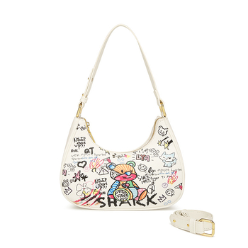 Mocome bucket bag με σχέδιο αρκούδας, PU υλικό, επένδυση πολυεστέρα, άνοιξη 2024, καθημερινή χρήση