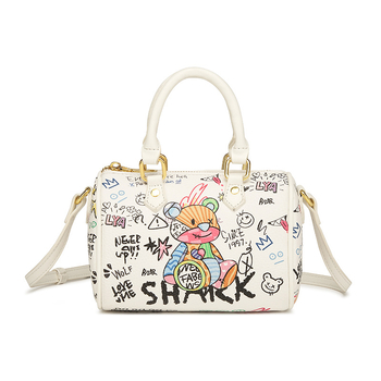 Mocome bucket bag με σχέδιο αρκούδας, PU υλικό, επένδυση πολυεστέρα, άνοιξη 2024, καθημερινή χρήση