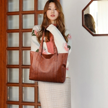 PU Tote чанта за жени, хоризонтална квадратна форма, цип за затваряне, вътрешни джобове: цип джоб, джоб за телефон, джоб за ID