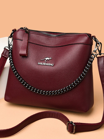 Τσαντάκι bucket από PU με αλυσίδα για τον ώμο, κλείσιμο με φερμουάρ, επένδυση πολυεστερική, εσωτερικές θήκες (με φερμουάρ, θήκη κινητού, θήκη για ID)