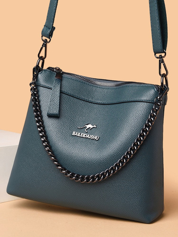 Τσαντάκι bucket από PU με αλυσίδα για τον ώμο, κλείσιμο με φερμουάρ, επένδυση πολυεστερική, εσωτερικές θήκες (με φερμουάρ, θήκη κινητού, θήκη για ID)