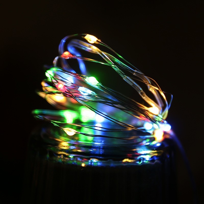 Соларен външен LED низ от медна жица, IP65 водоустойчив, 50 LED, дистанционно управление, празнична украса за дърво