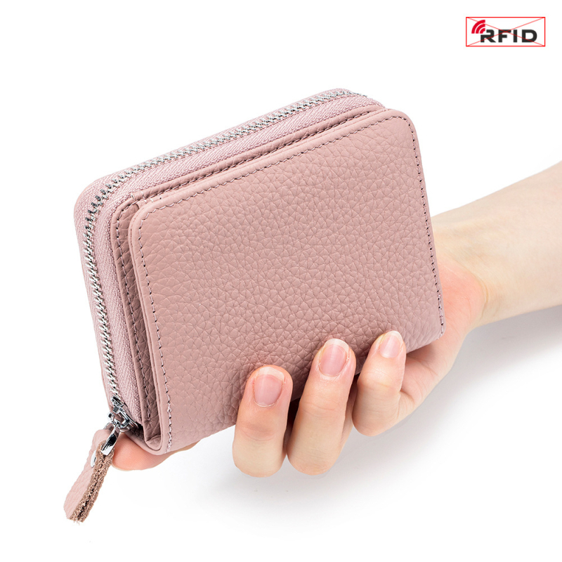 Ženski novčanik od prave kože – japanskog stila, gornja sloja teleće kože, bi-fold, RFID, velika kapaciteta, podstava od poliestera