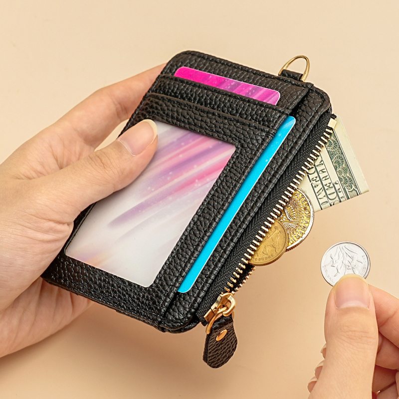 CarrKen ultra viegls PU kartes turētājs ar Lychee-grain tekstūru un poliestera odere