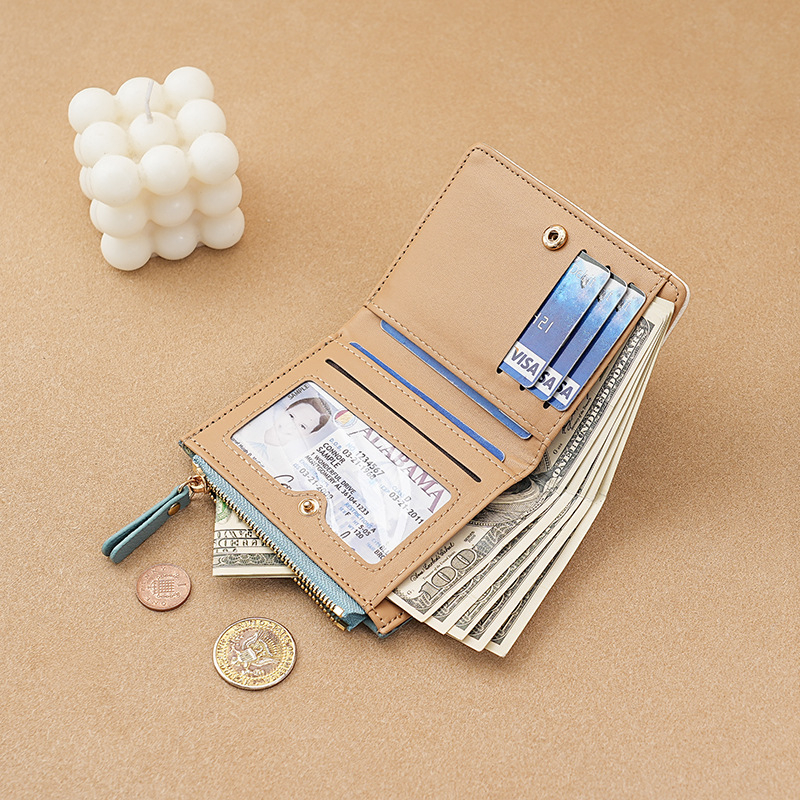 Sieviešu maks korejiešu stilā — mini kartes maciņš, PU materiāls, dzīvnieku raksts, svaigs un salds stils, iekšpuse no sintētiskās ādas