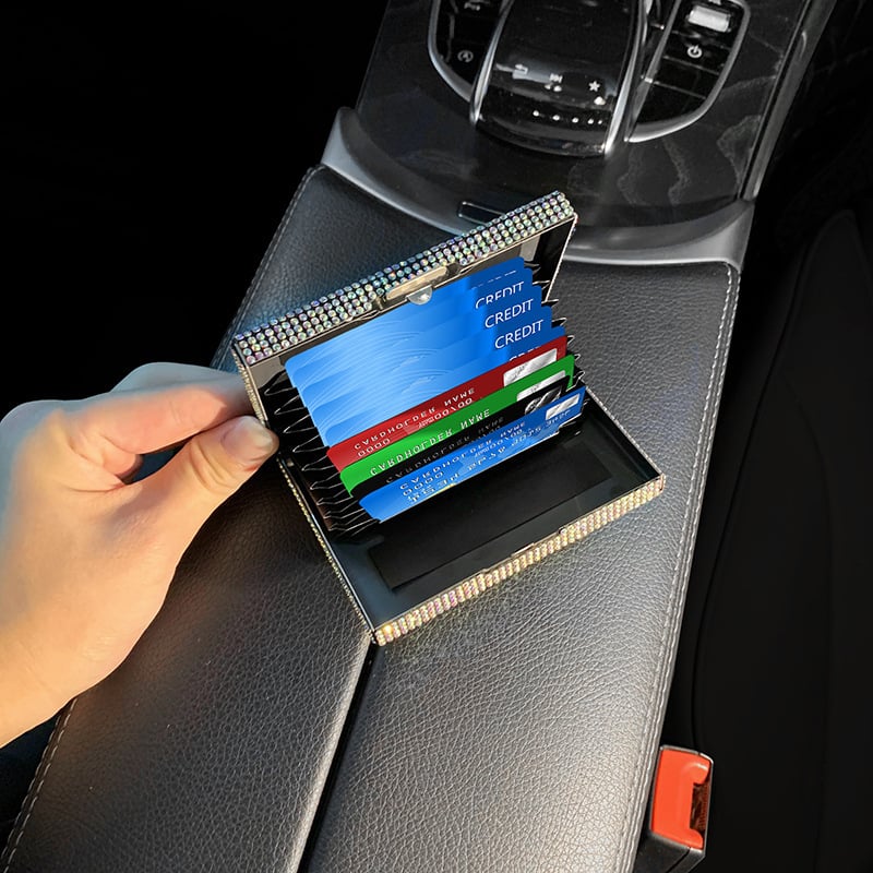 Kovinska kutija za vizitke s dijamantnim ukrasom za automobil s ETC karticom