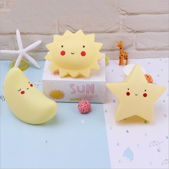 Нощна лампа с еднорог, петзвездна звезда и Thunder Dragon Tyrannosaurus Rex – батерийно захранване, пластмасов абажур, бутонен превключвател, 3D геометричен карикатурен дизайн, ≤36V