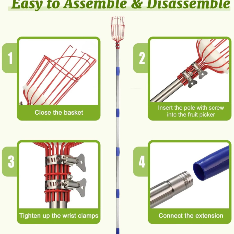 OASIS Alat za branje voća s odvojivim dizajnom za visoke stabla, pogodan za jabuke, breskve, šljive, kruške i druga voća